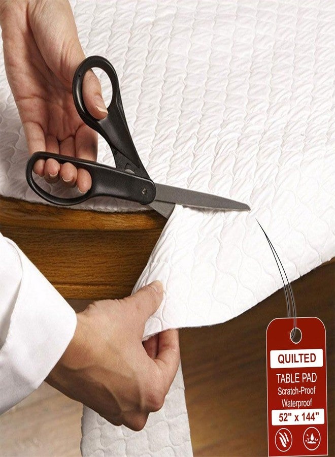 LAMINET - Deluxe Cushioned Heavy-Duty Quilted Table Pad Protector for Dining Room Table - 52" x 144" Oblong Waterproof Vinyl Table Padding Under Tablecloth Cover for Rectangular Square Tables - Image 1